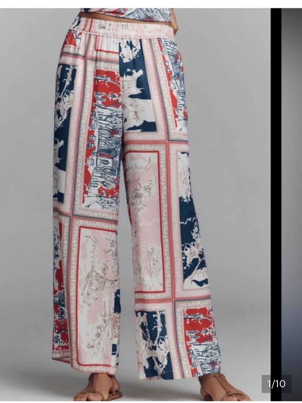 Maeve Anthropologie Brooklin Wide Leg Printed Pull On Pants